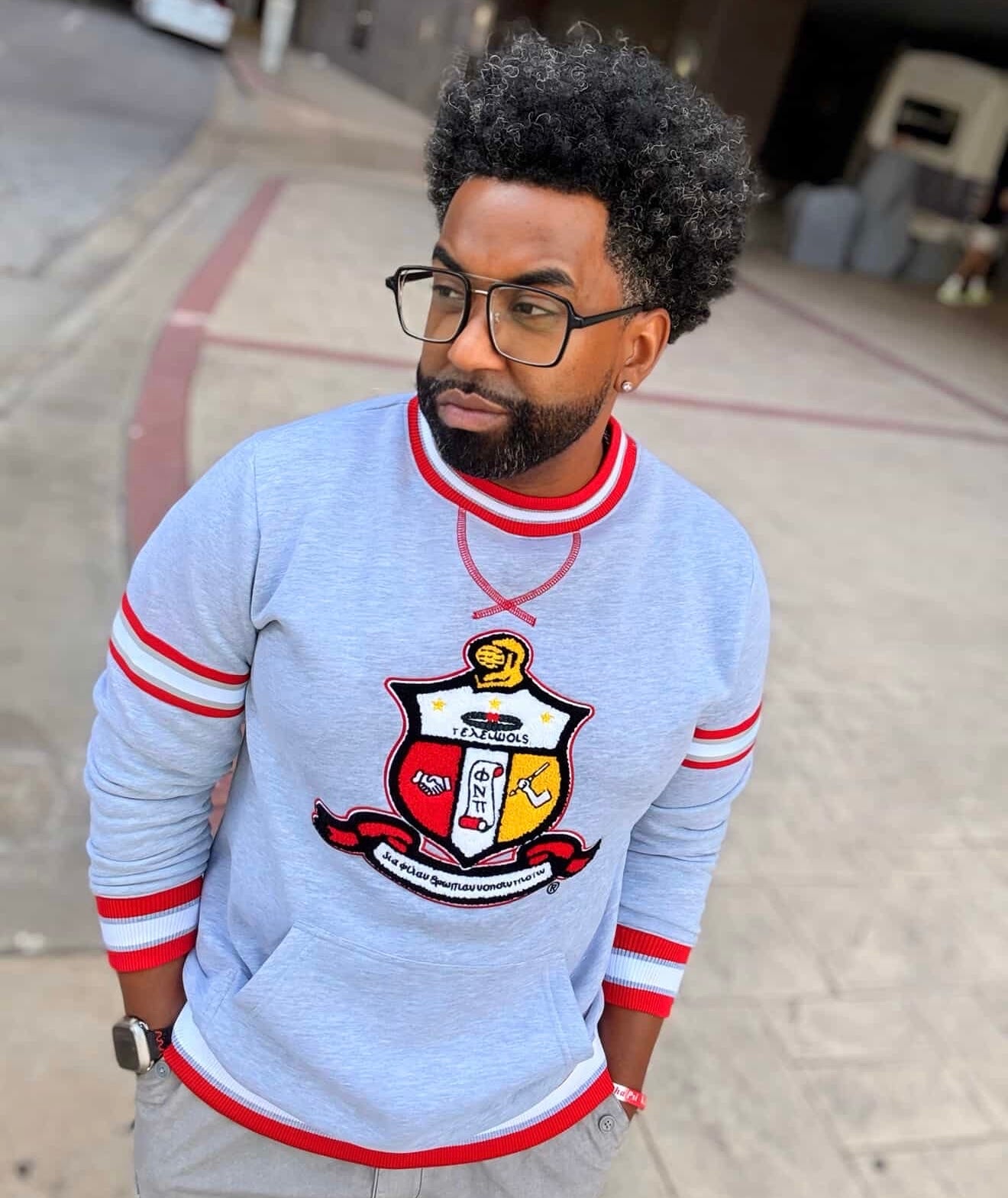 Kappa Heather Grey Crest Chenille Crewneck