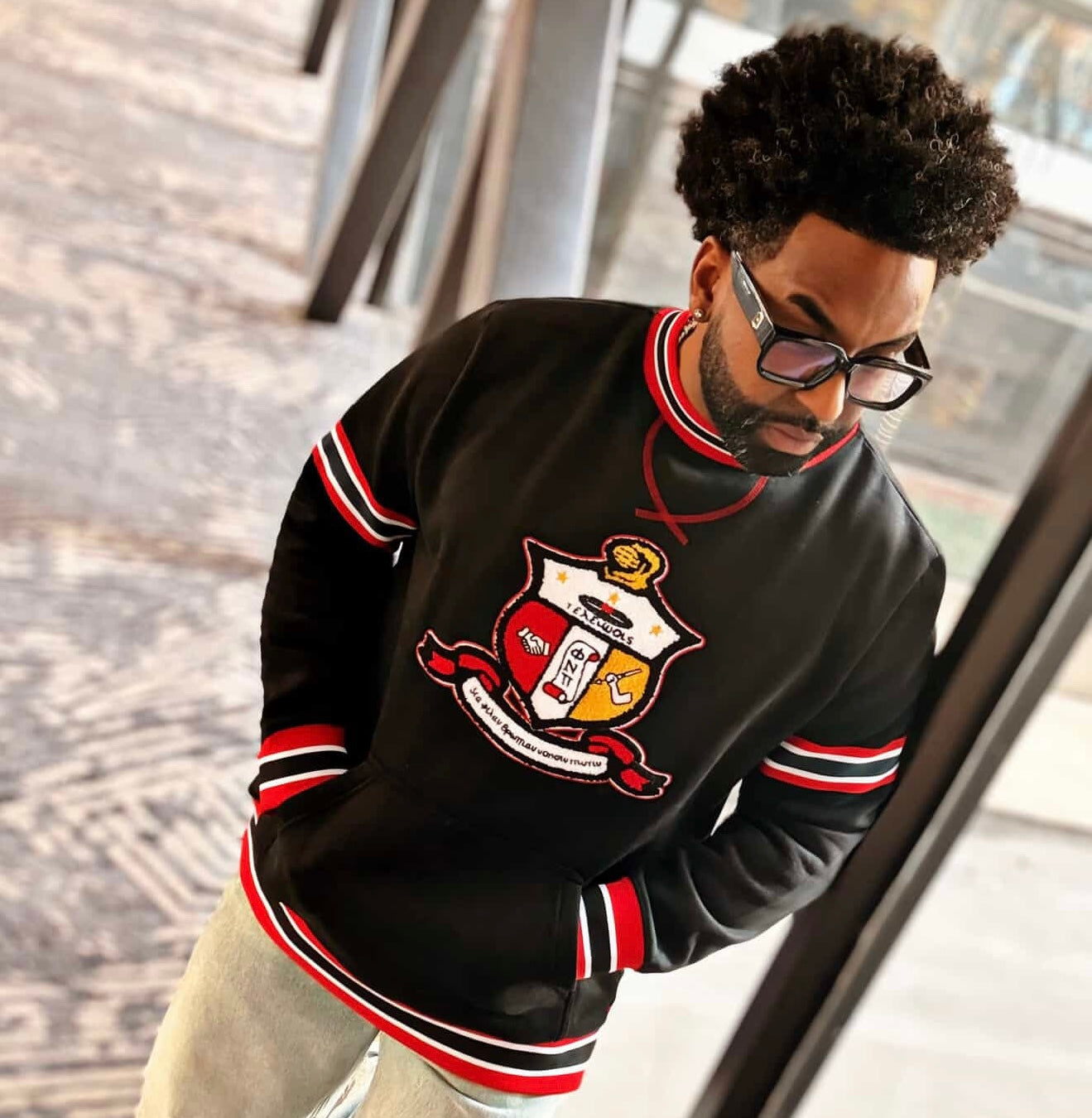 Kappa Black Crest Chenille Crewneck