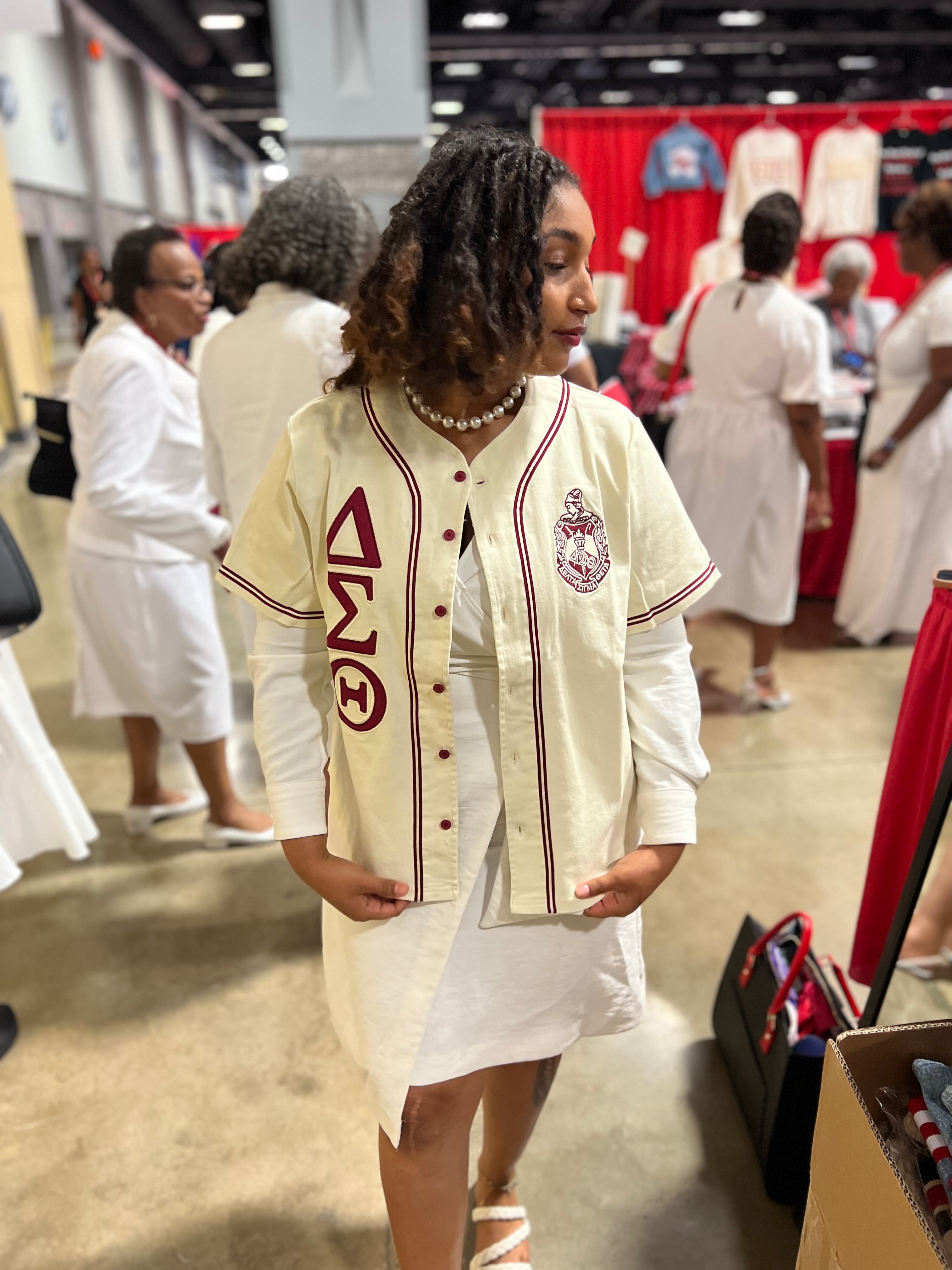 Delta Cream Button Up Baseball Jersey