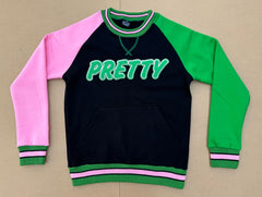 Pretty Black Opp Sleeve Chenille Crewneck (Unisex Size)