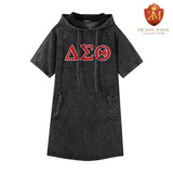Delta Black Denim Hoodie Dress With Pockets