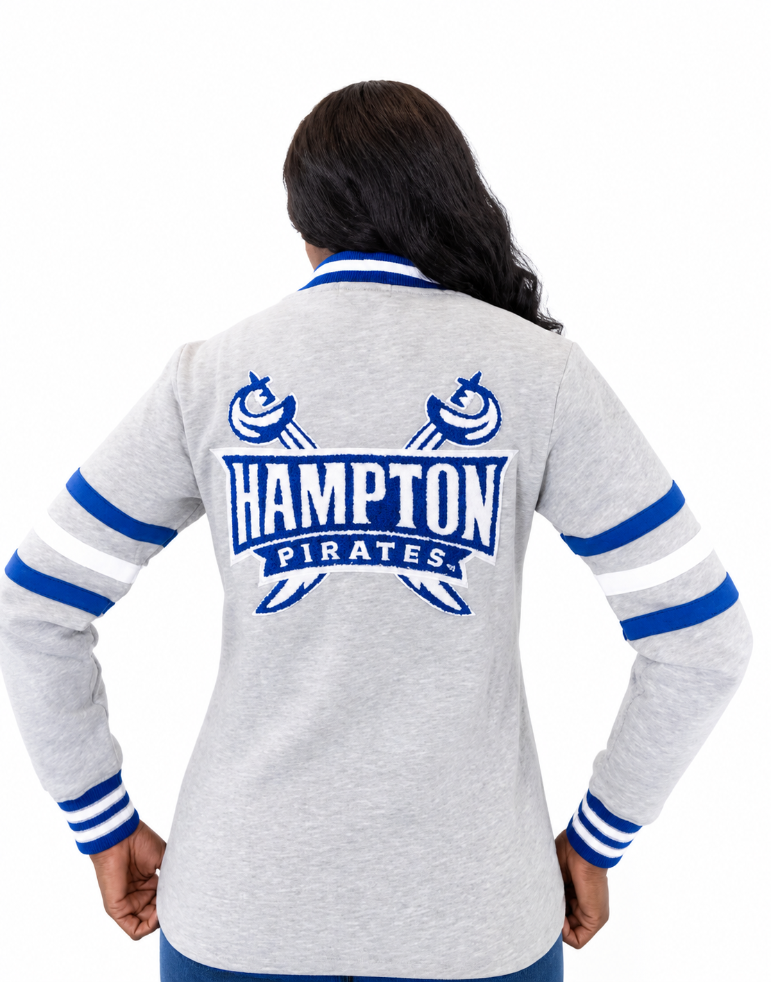 Hampton University Heather Grey Fleece Cardigan