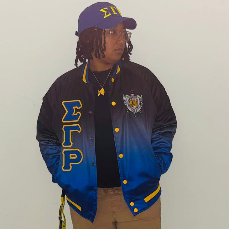 Sigma Gamma Rho Black Ombré Bomber Jacket