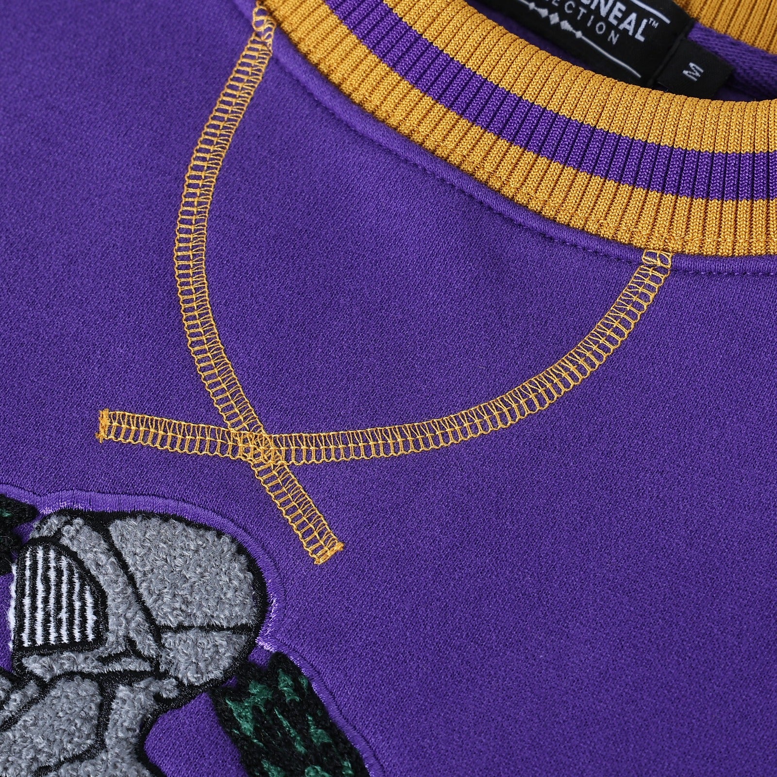 Omega Purple Stripe Crest Chenille Crewneck