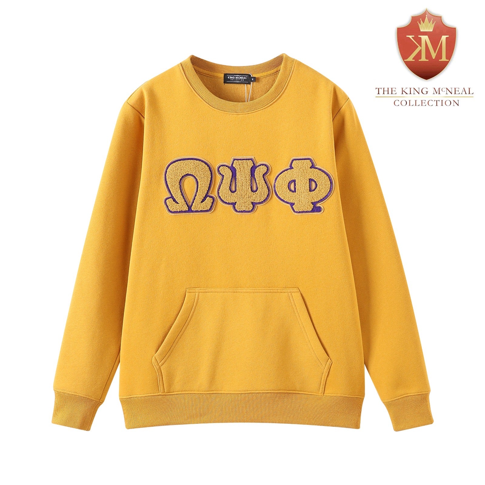 Omega Gold Letter Chenille Crewneck