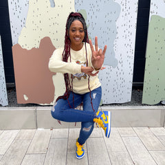 SGRho Crest Nuetral Chenille Pocket Crewneck