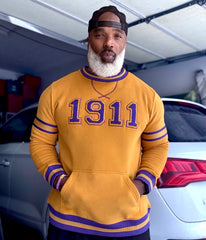 Omega 1911 Gold Stripe Chenille Crewneck