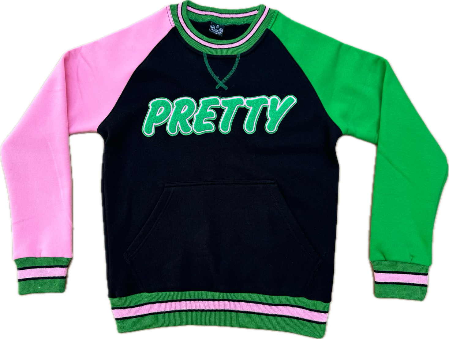 Pretty Black Opp Sleeve Chenille Crewneck (Unisex Size)