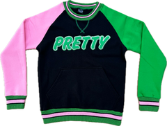 Pretty Black Opp Sleeve Chenille Crewneck (Unisex Size)