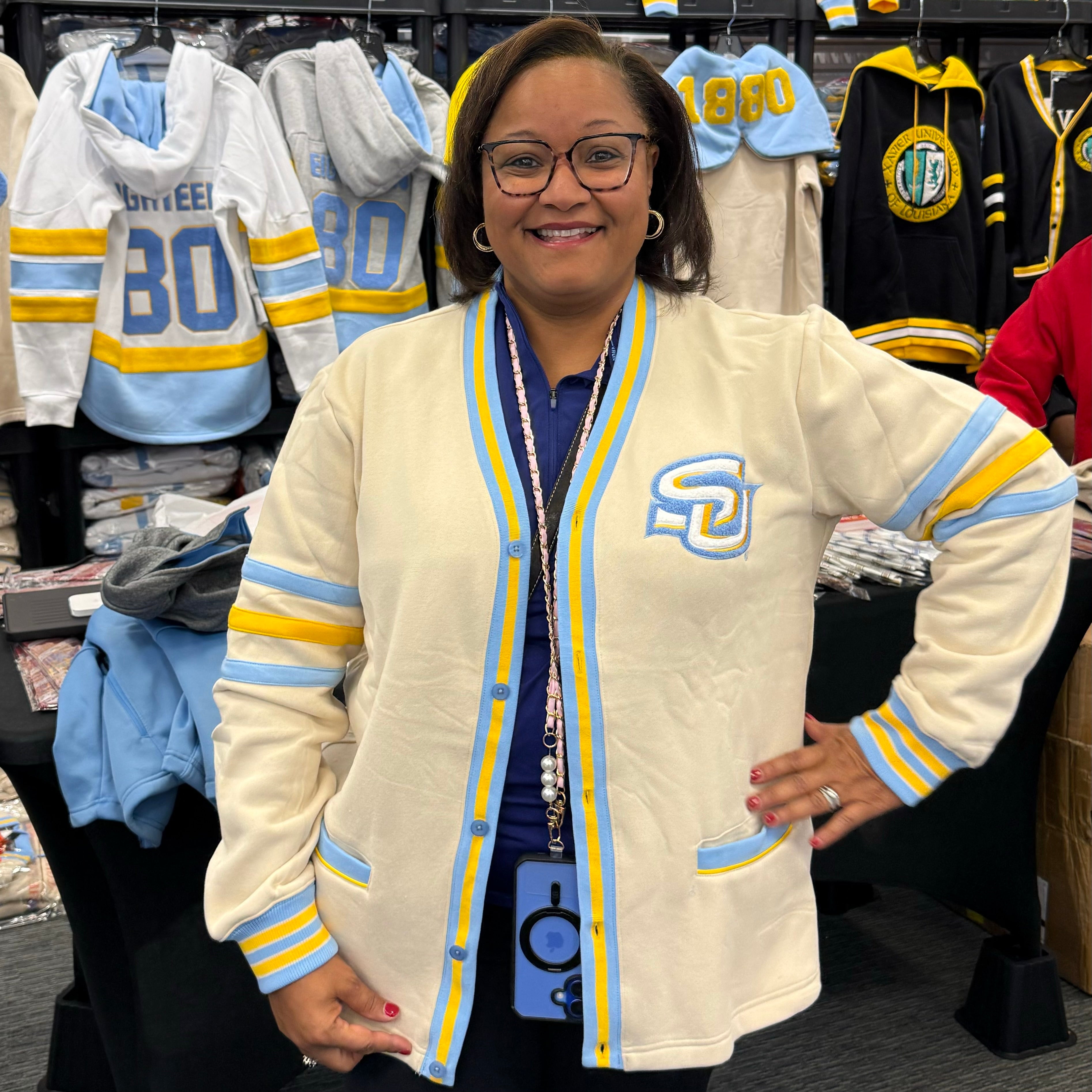Southern University Neutral Fleece Cardigan