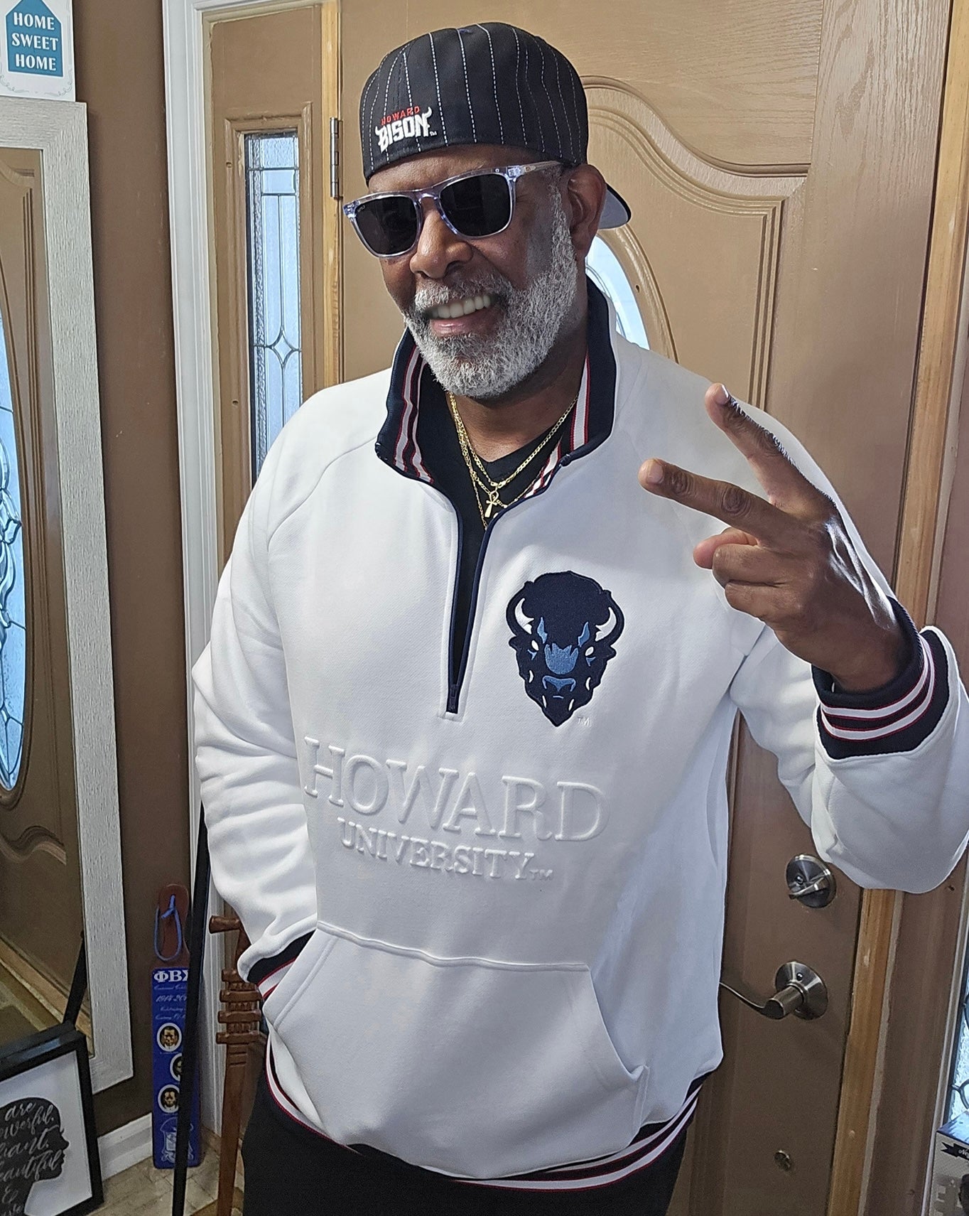 Howard University White Quarter Zip Crewneck