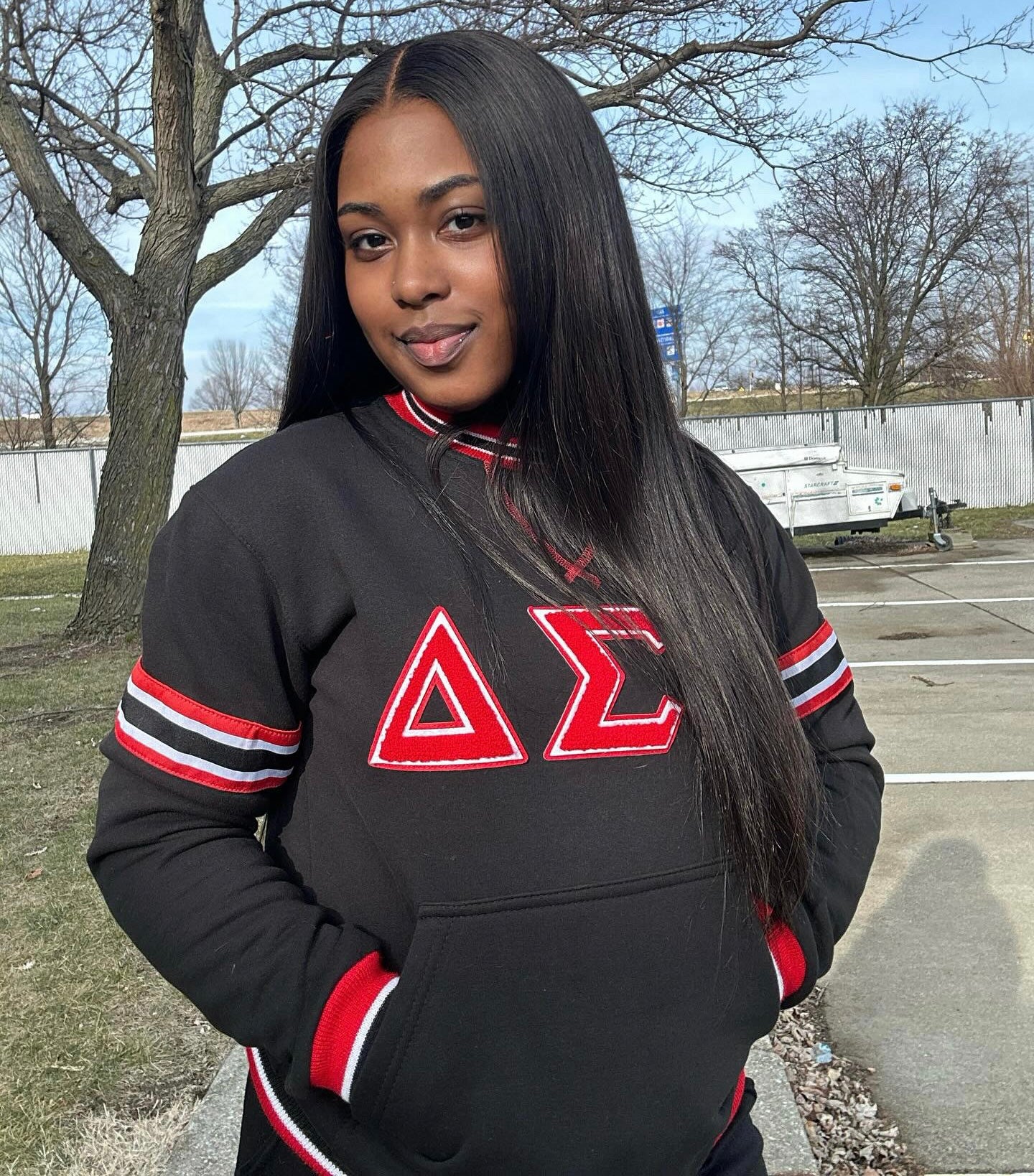 Delta Sigma Theta Black Chenille Crewneck