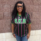 AKA Black Pinstripe Baseball Jersey