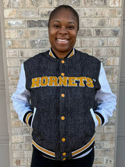 Alabama State Black Denim Bomber Jacket