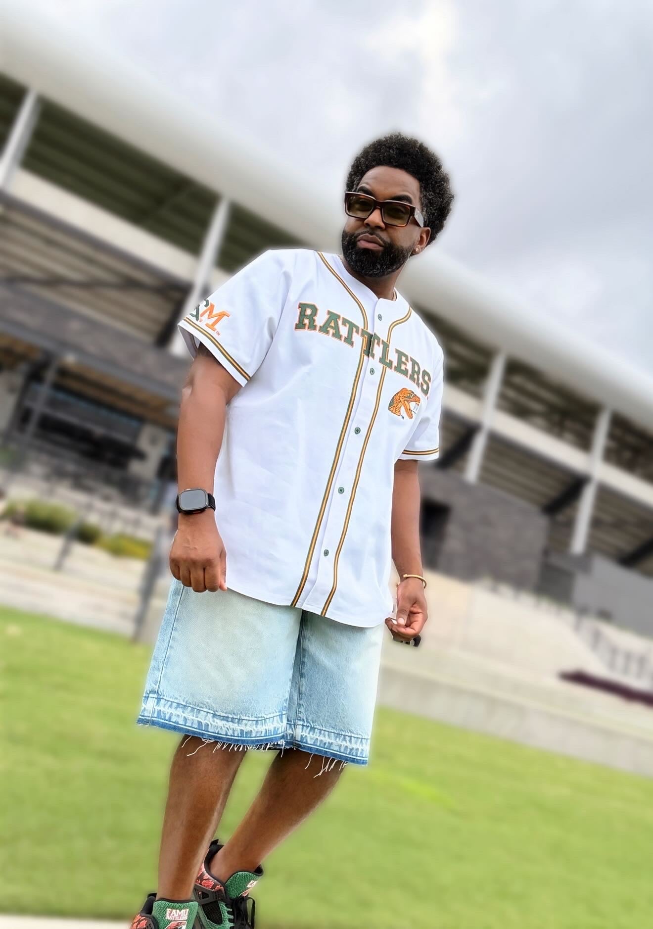FAMU Rattlers White Button Up Baseball Jersey (Unisex)