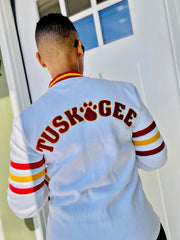 Tuskegee White Fleece Cardigan
