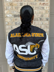 Alabama State Black Denim Bomber Jacket