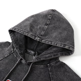 Delta Black Denim Hoodie Dress With Pockets