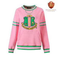 AKA Pink Stripe Chenille Crest Crewneck (Unisex Size)