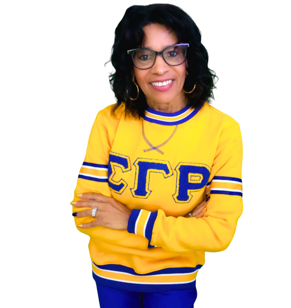 SGRho Gold Chenille Pocket Crewneck