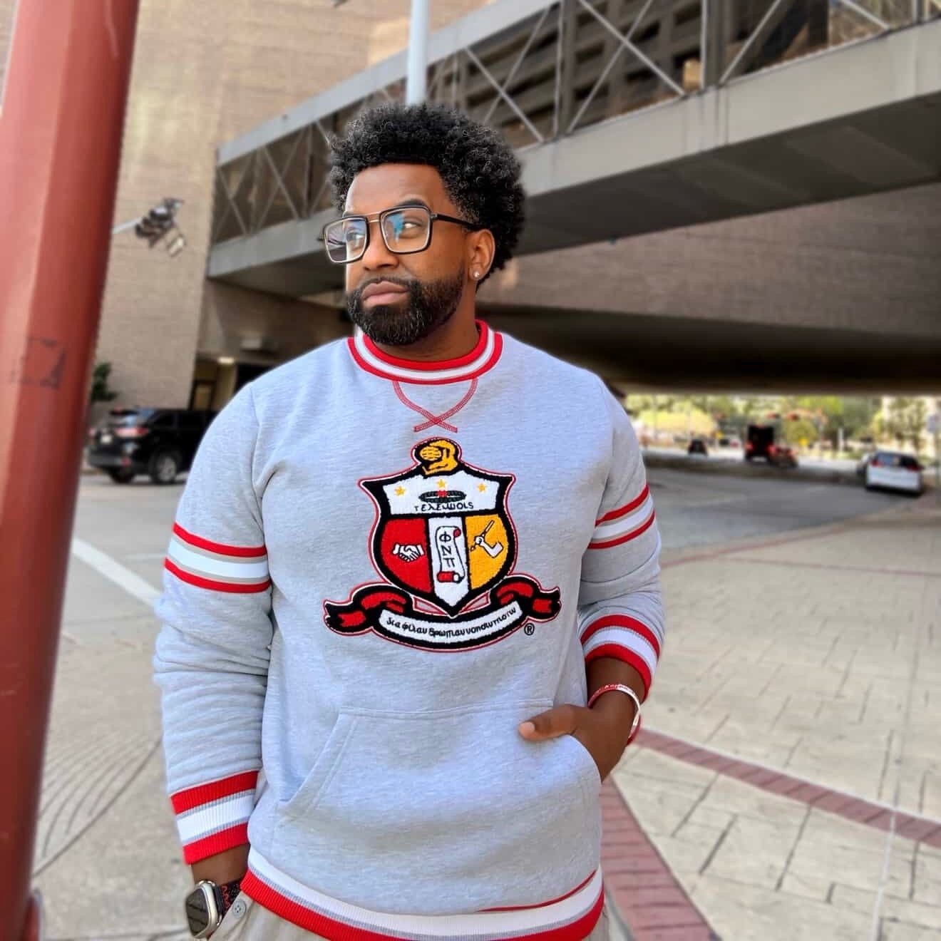 Kappa Heather Grey Crest Chenille Crewneck