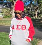 Delta Grey Opp Sleeve Crest Chenille Crewneck