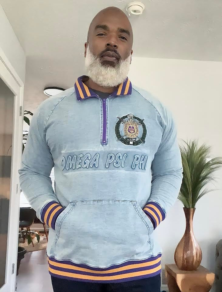 Omega Denim Quarter Zip Sweatshirt