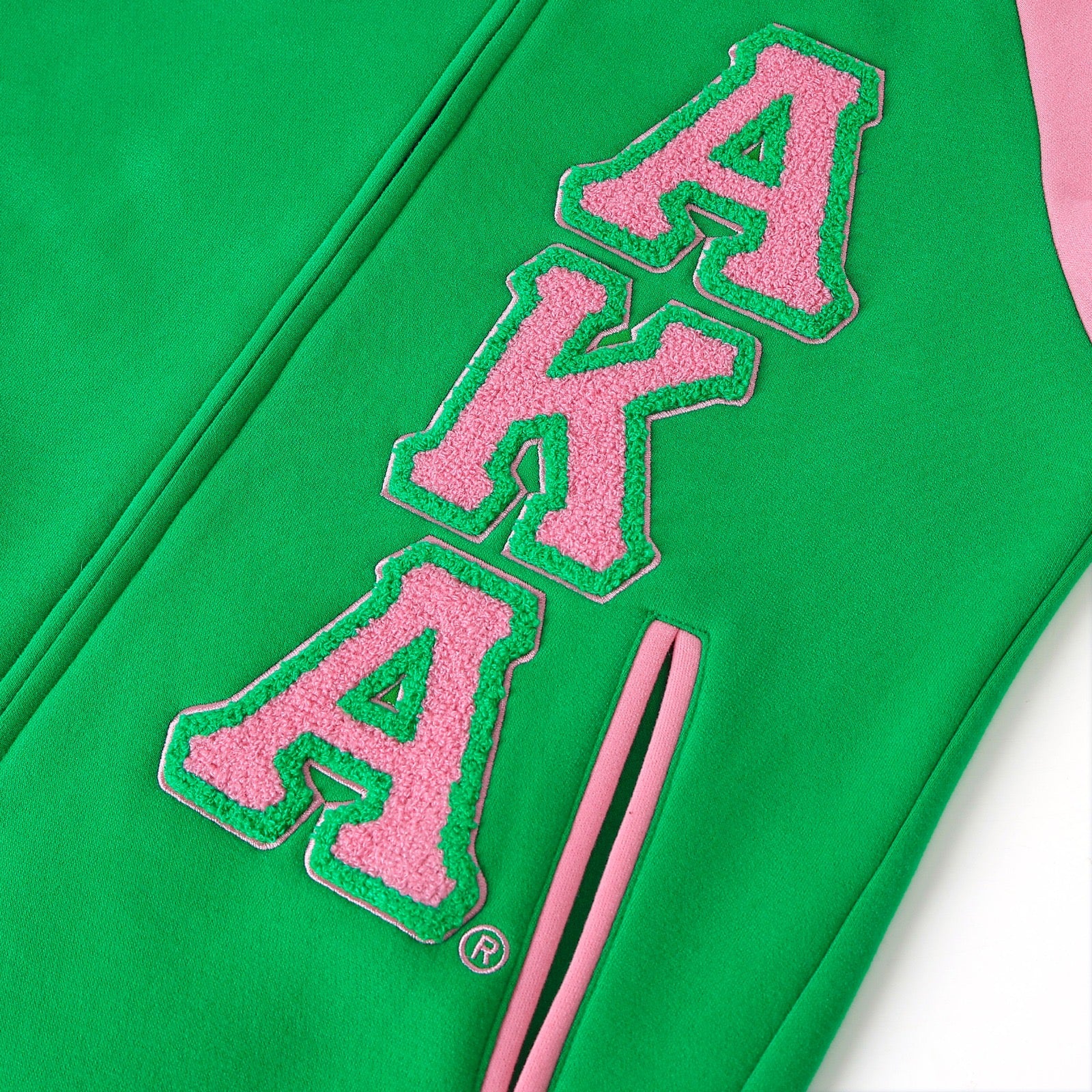 AKA Green Varsity Fleece Letterman Jacket (Unisex Size)