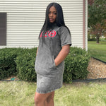 Delta Black Denim Hoodie Dress With Pockets
