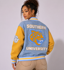 Southern University Denim Bomber Jacket