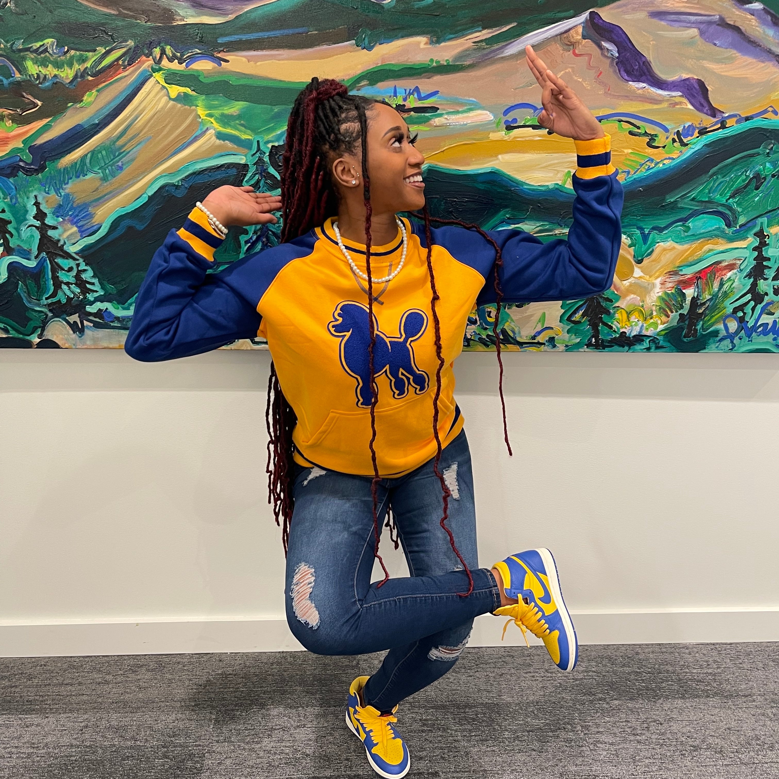 SGRho Chenille Poodle Pocket Crewneck