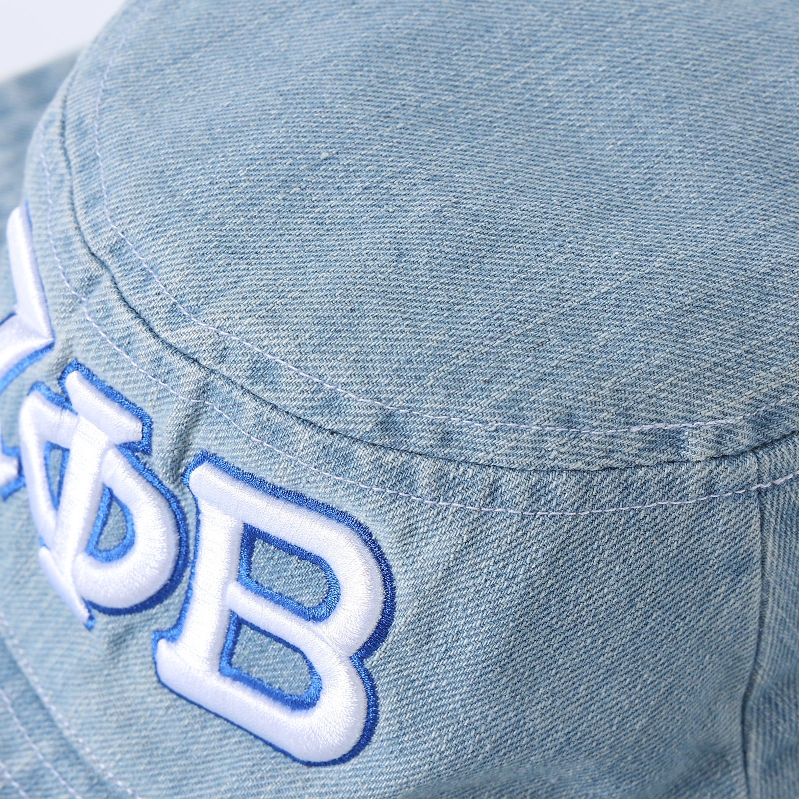 Zeta Denim White Letter Boonie Hat
