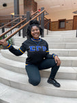 SGRho Black Chenille Pocket Crewneck
