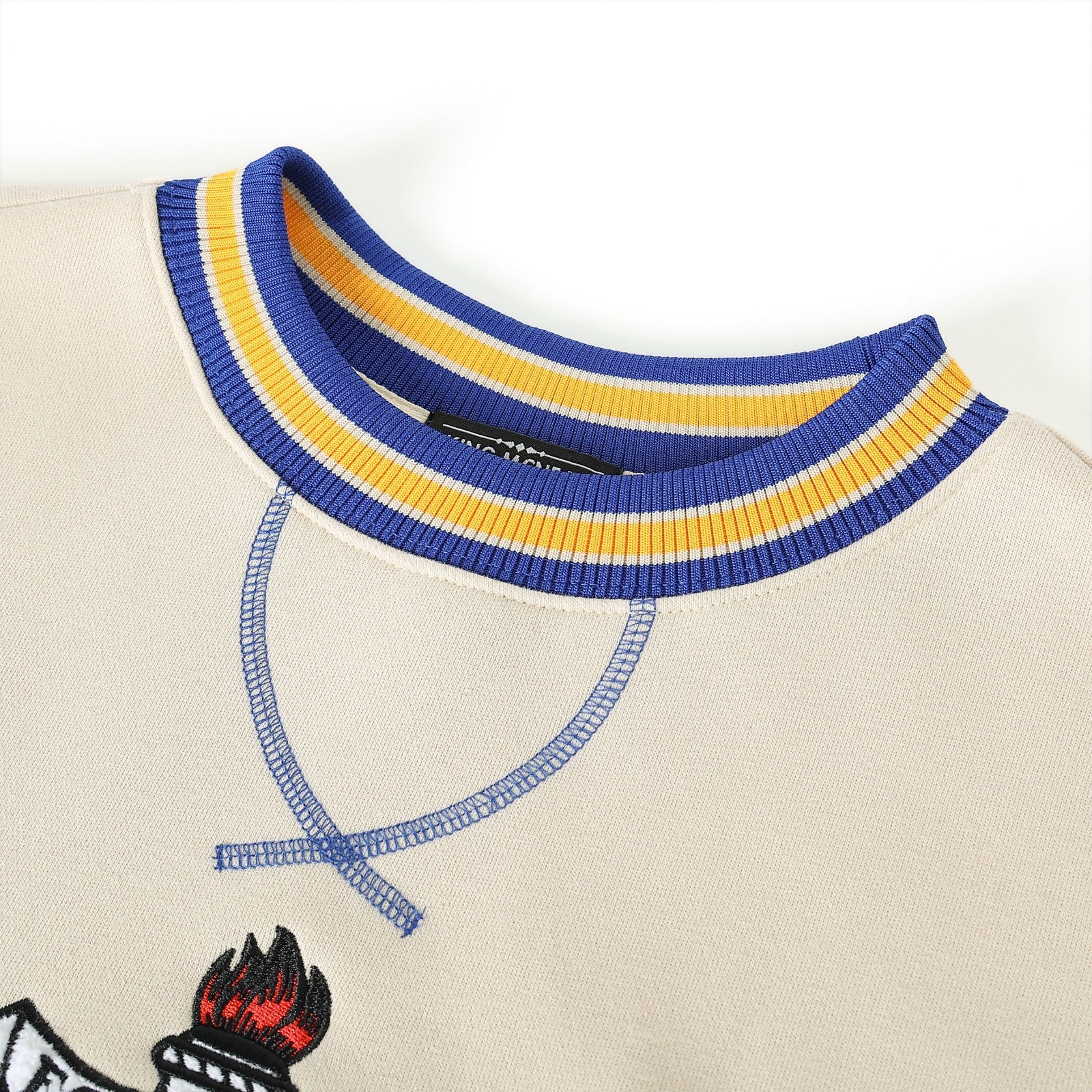 SGRho Crest Neutral Chenille Pocket Crewneck