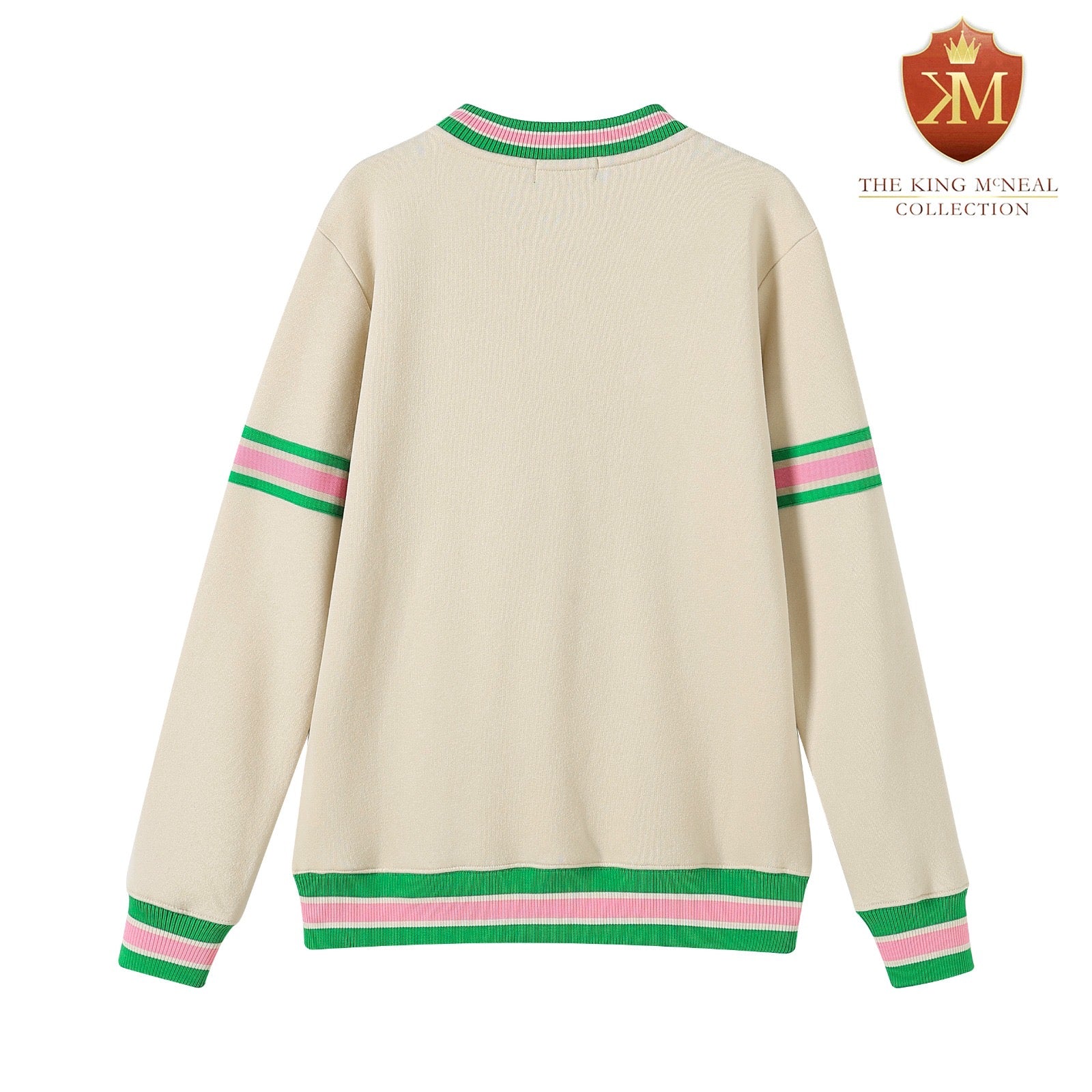 AKA Cream Stripe Crest Chenille Crewneck (Unisex Size)