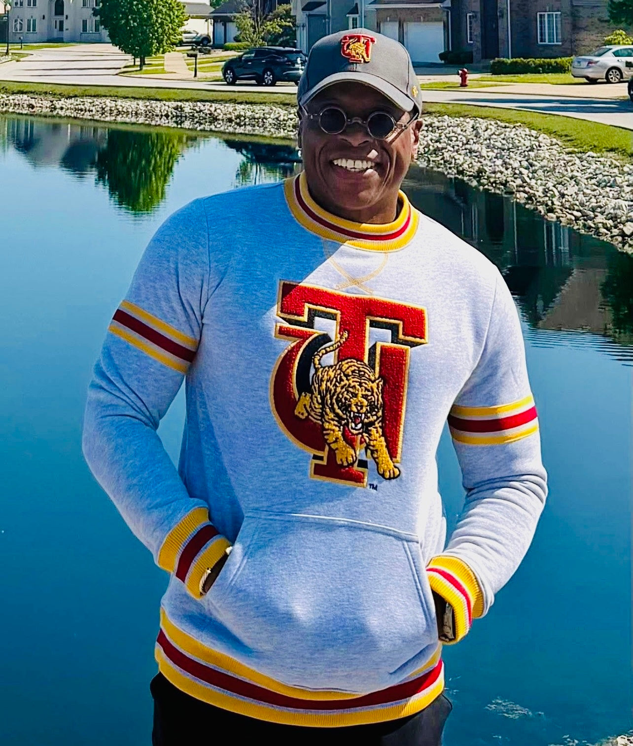 Tuskegee Heather Grey Pocket Crewneck