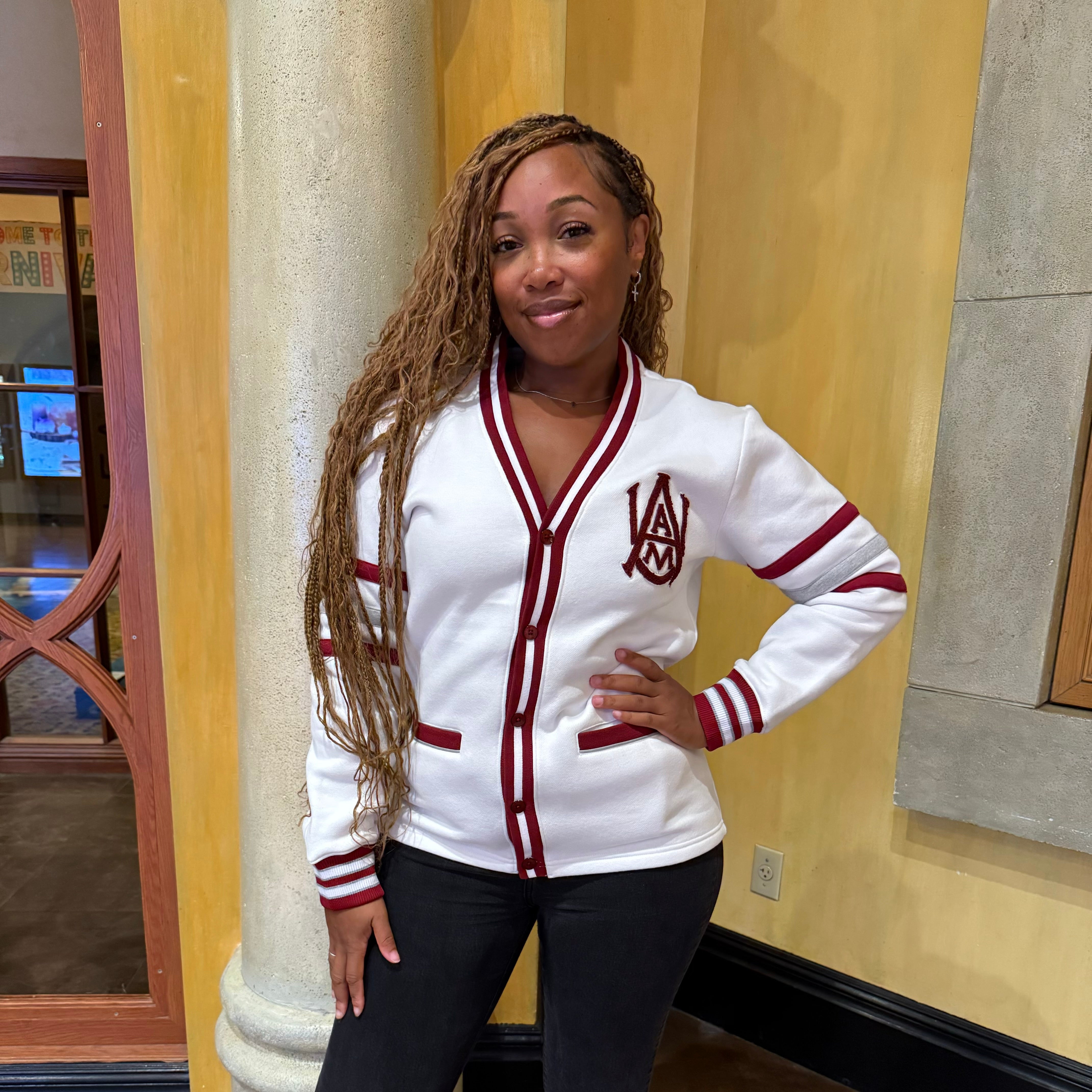 Alabama A&M White Fleece Cardigan