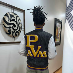 Prairie View A&M Black Denim Bomber Jacket