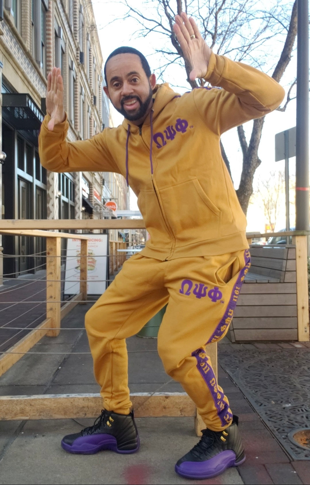 Omega Psi Phi Gold Tapered Sweatsuit Joggers