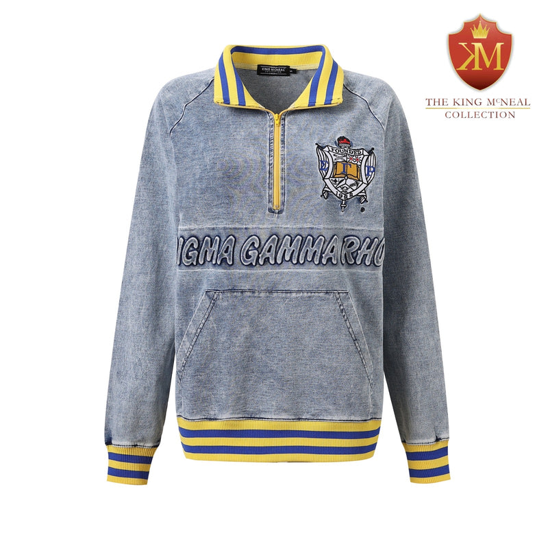 SGRho Denim Quarter Zip Sweatshirt Unisex