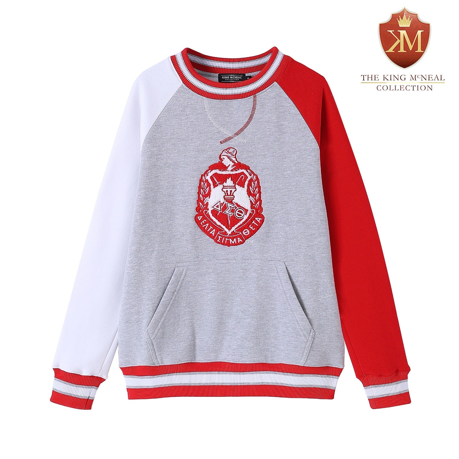 Delta Grey Crest Chenille Crewneck