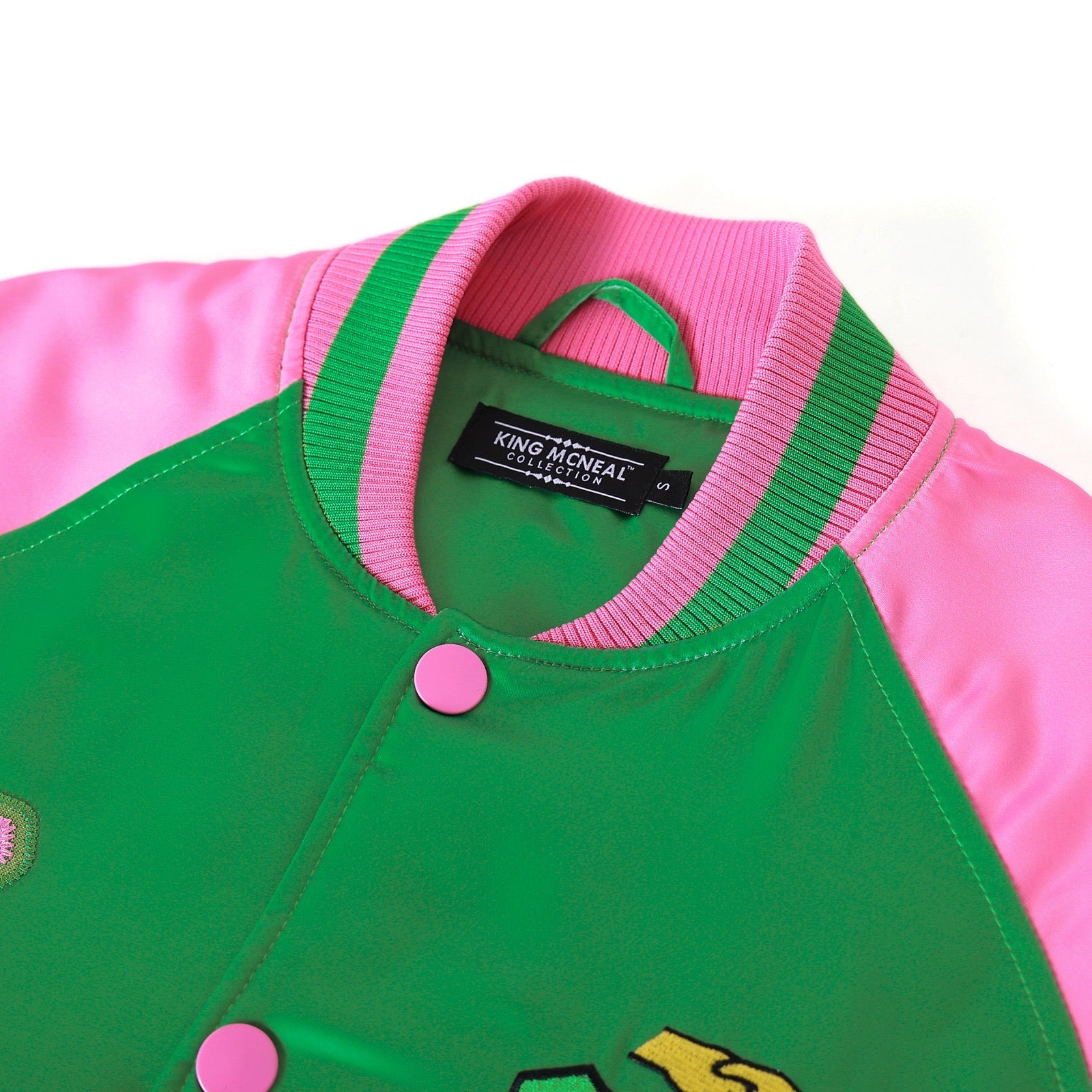 AKA Green Satin Bomber Jacket