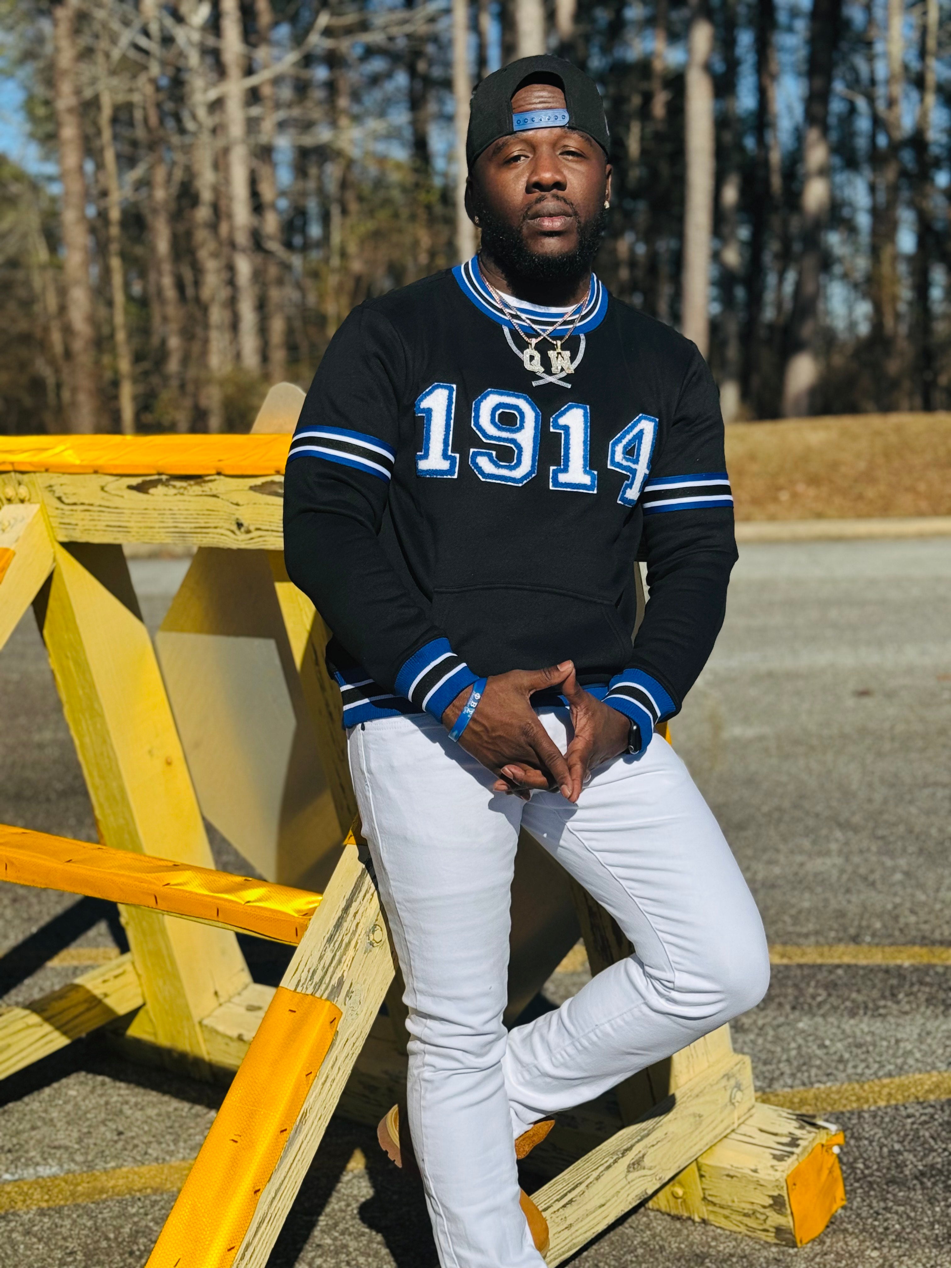 Phi Beta Sigma 1914 Black Chenille Crewneck Sweatshirt