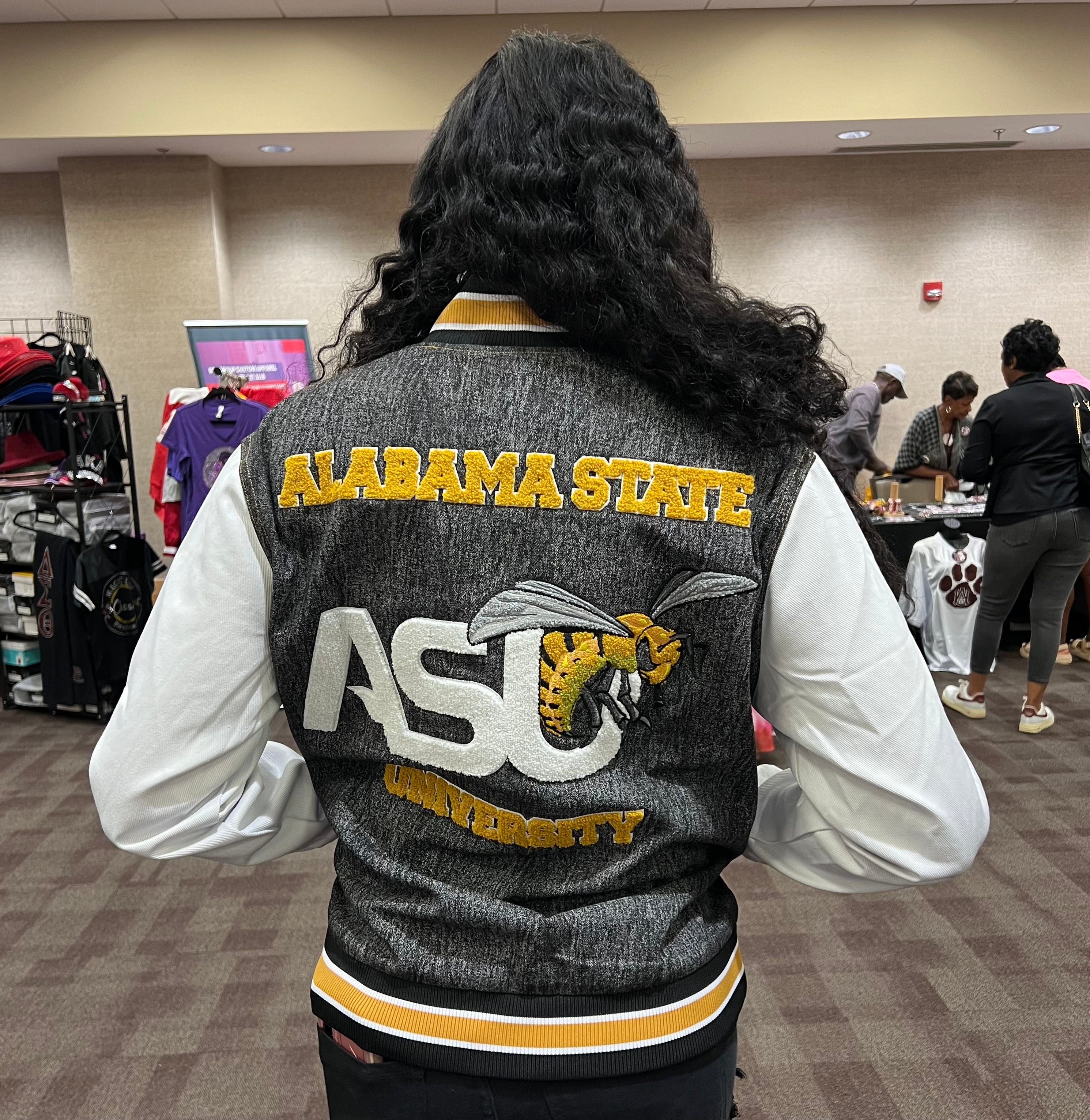 Alabama State Black Denim Bomber Jacket