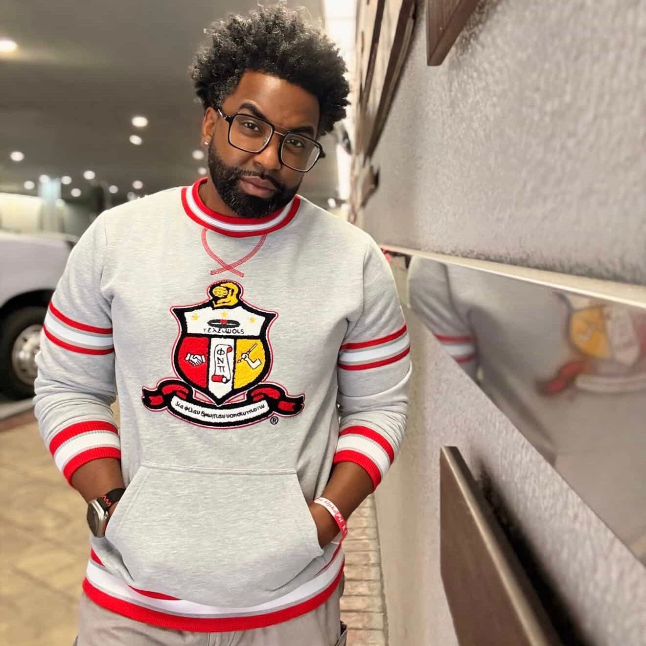 Kappa Heather Grey Crest Chenille Crewneck