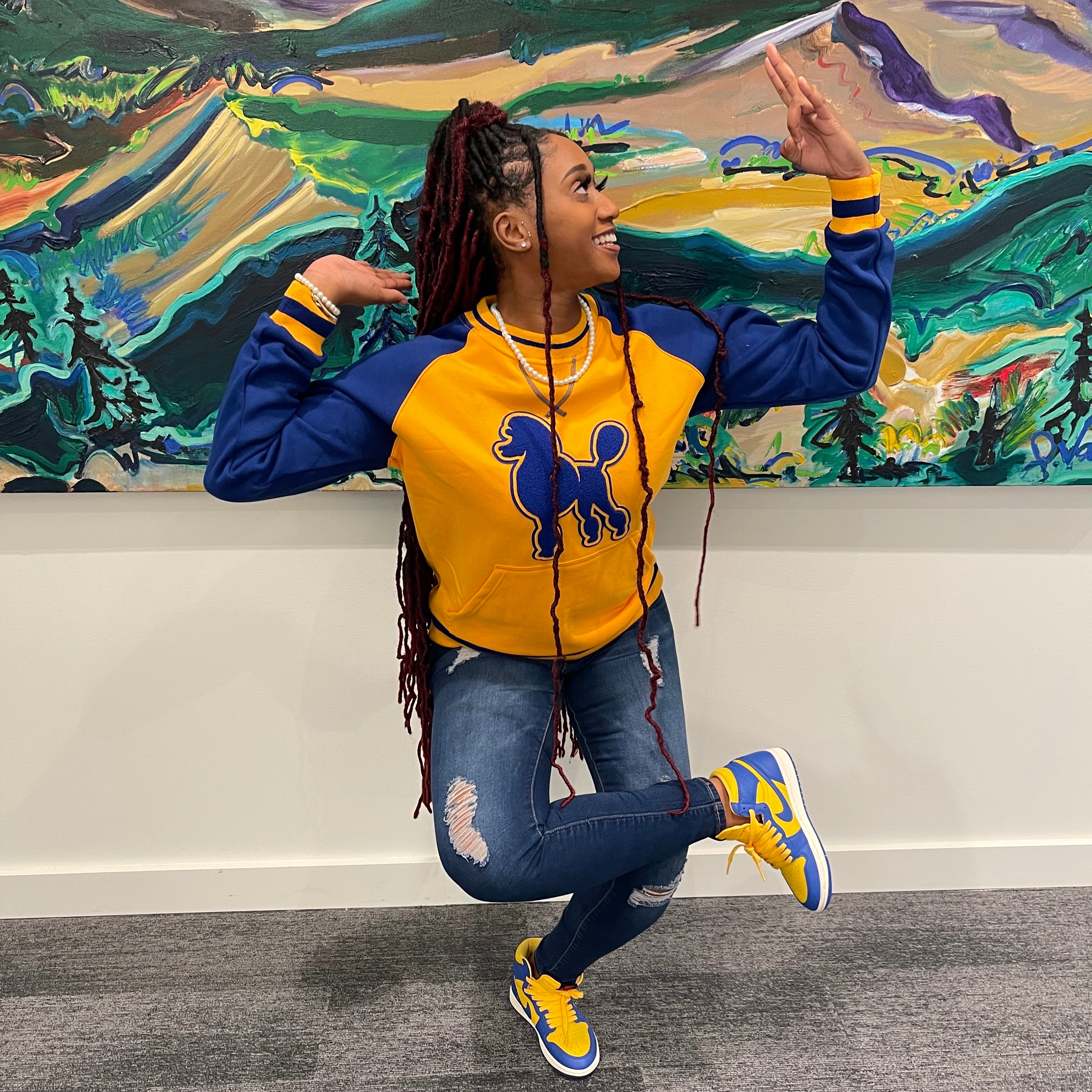 SGRho Chenille Poodle Pocket Crewneck