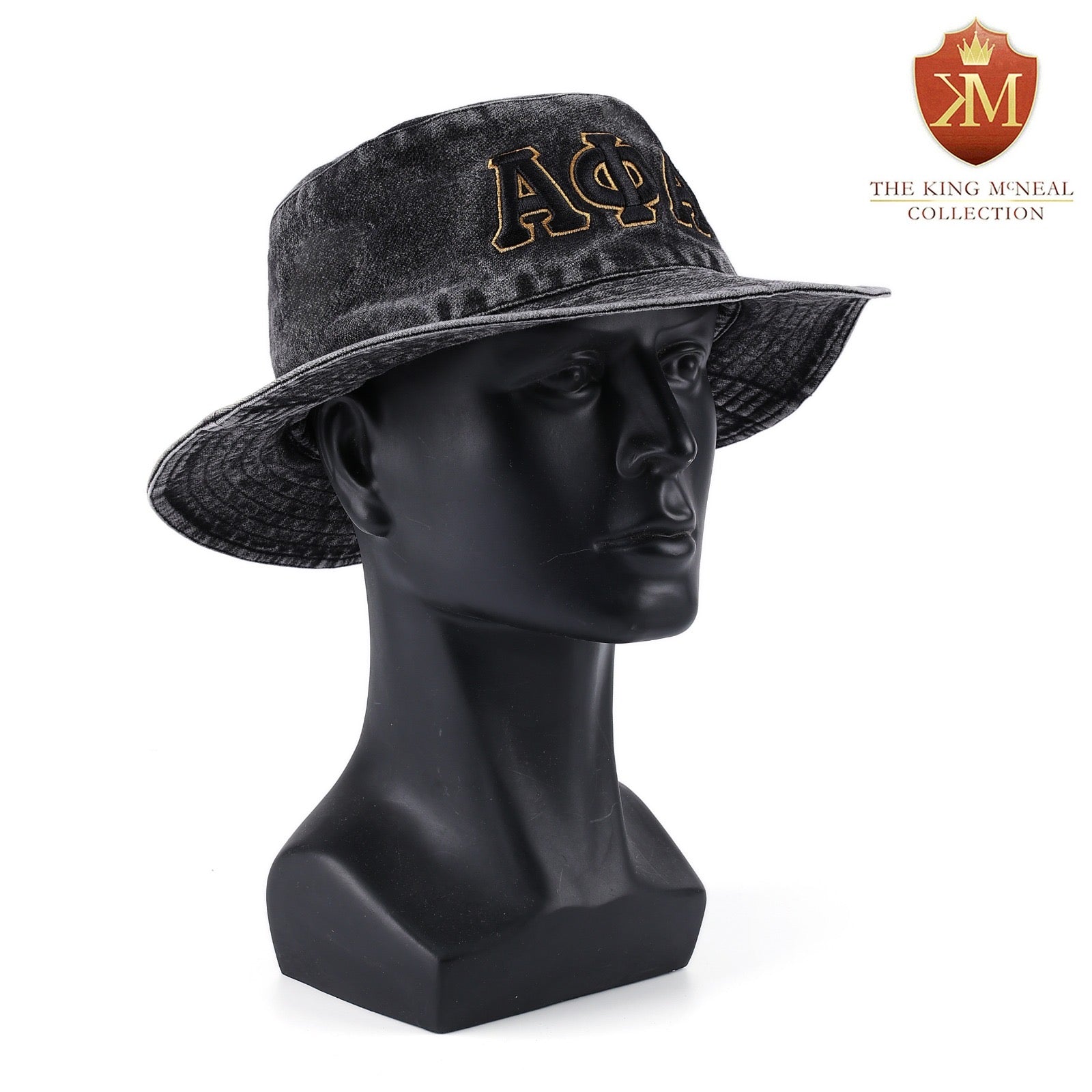 Alpha Black Denim Washed Bucket Hat