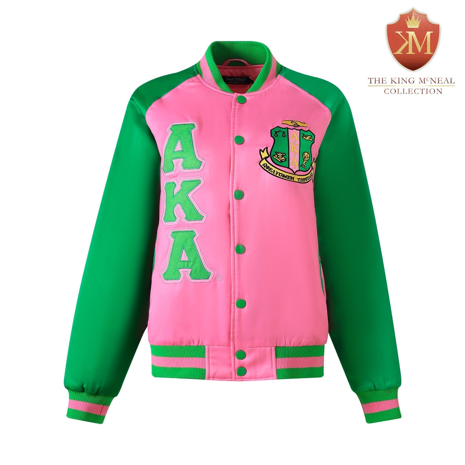 AKA Pink Satin Bomber Jacket