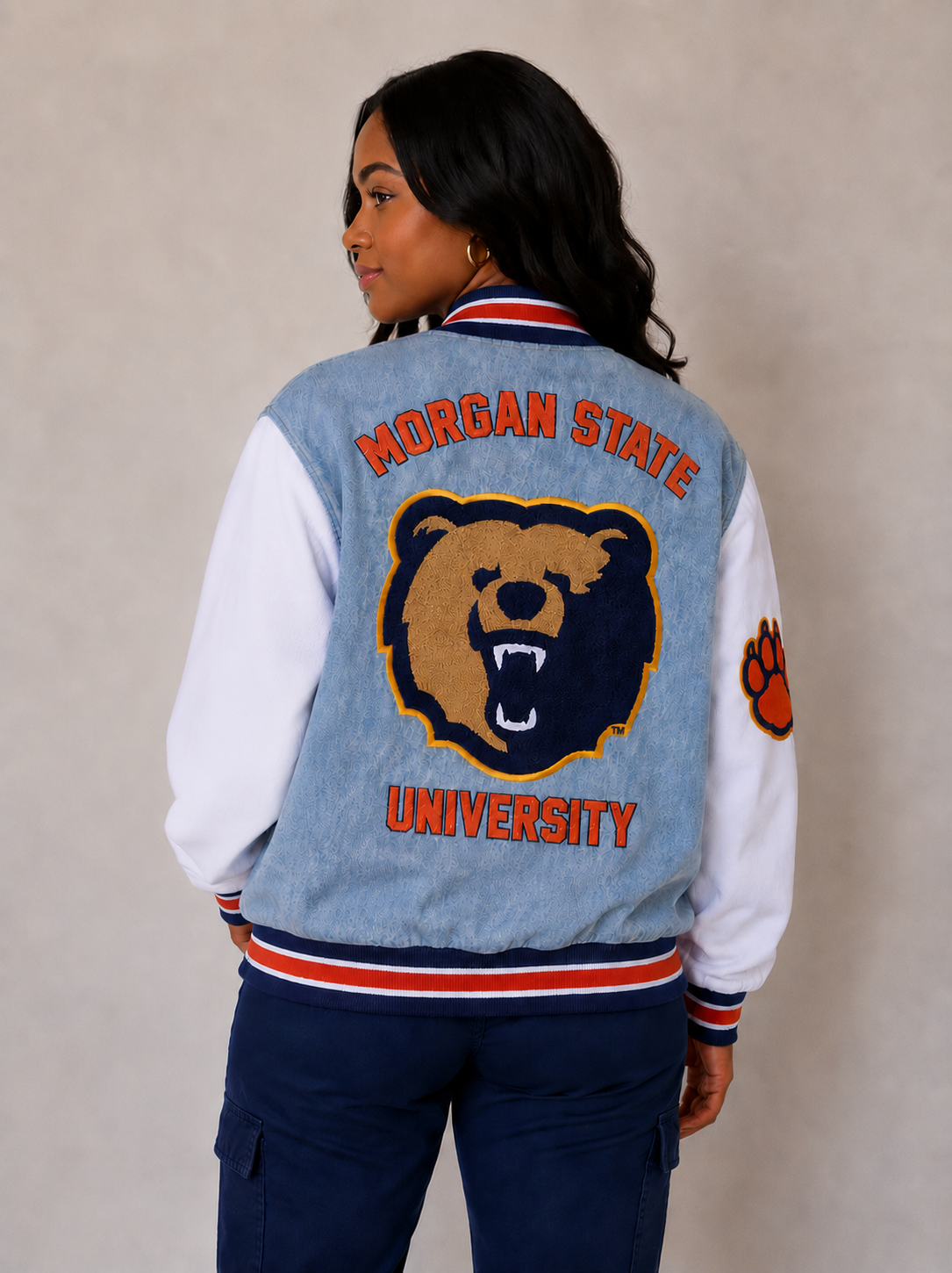 Morgan State Blue Denim Bomber Jacket