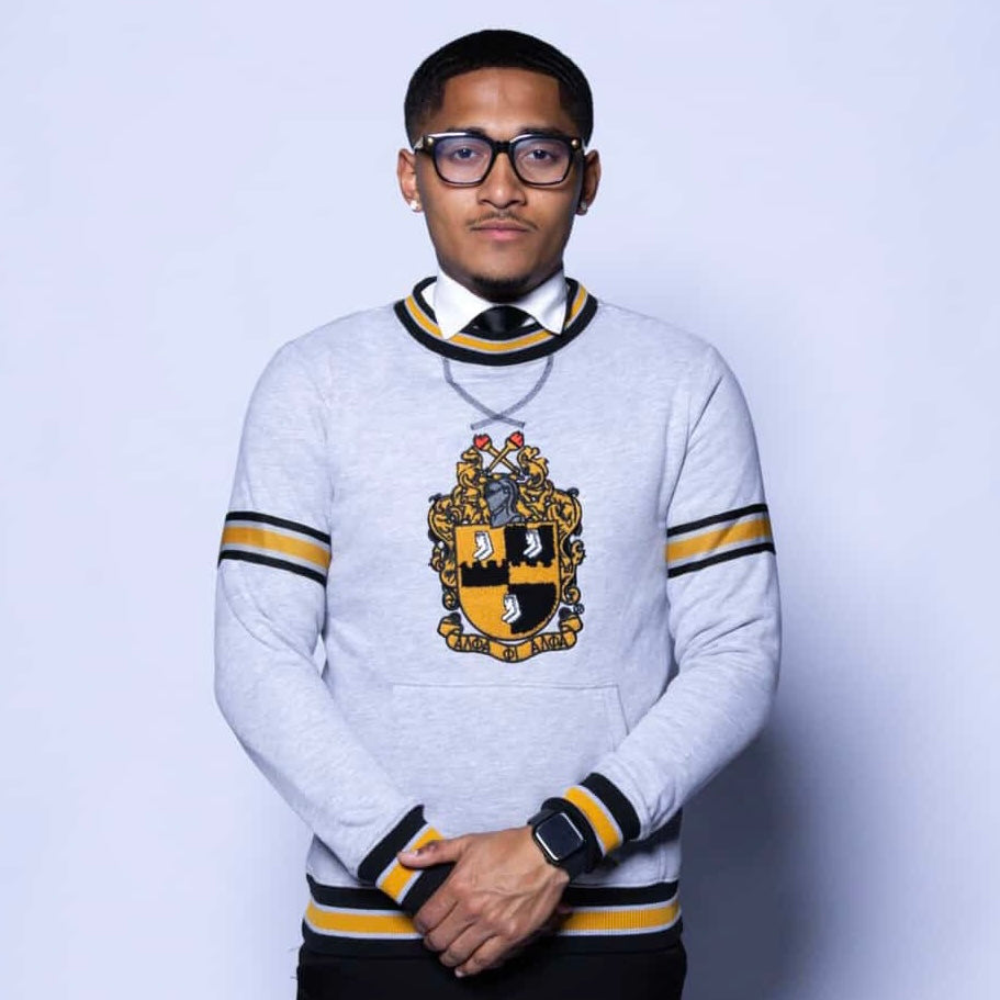 Alpha Grey Crest Chenille Crewneck